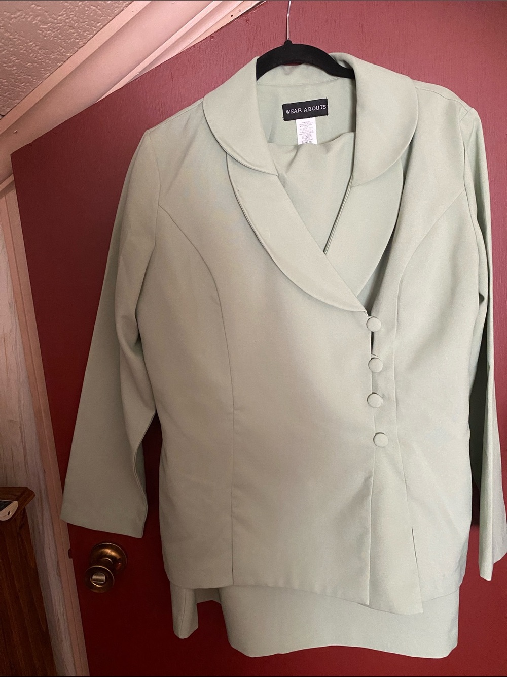Mint Green Tailored Button-Front Blazer